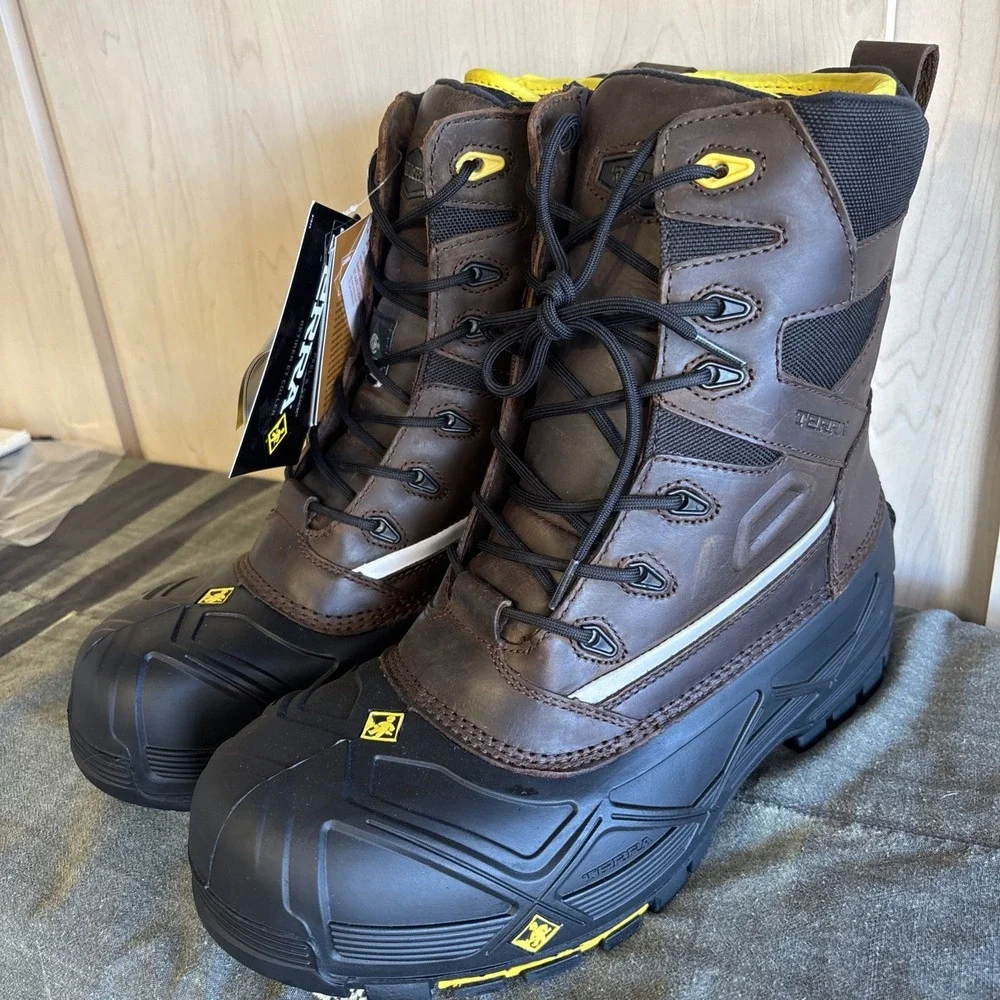 New Terra Crossbow XS‎ Work Boots Mens 10 Brown Insulated Safety ASTM F2413-18